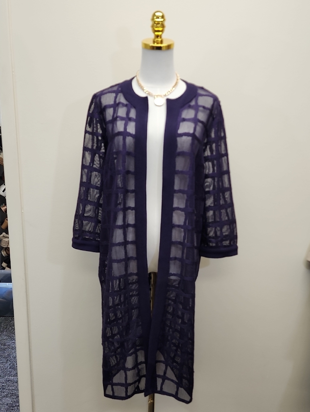 Maya Brooke Purple Sheer Duster Cardigan Size 12